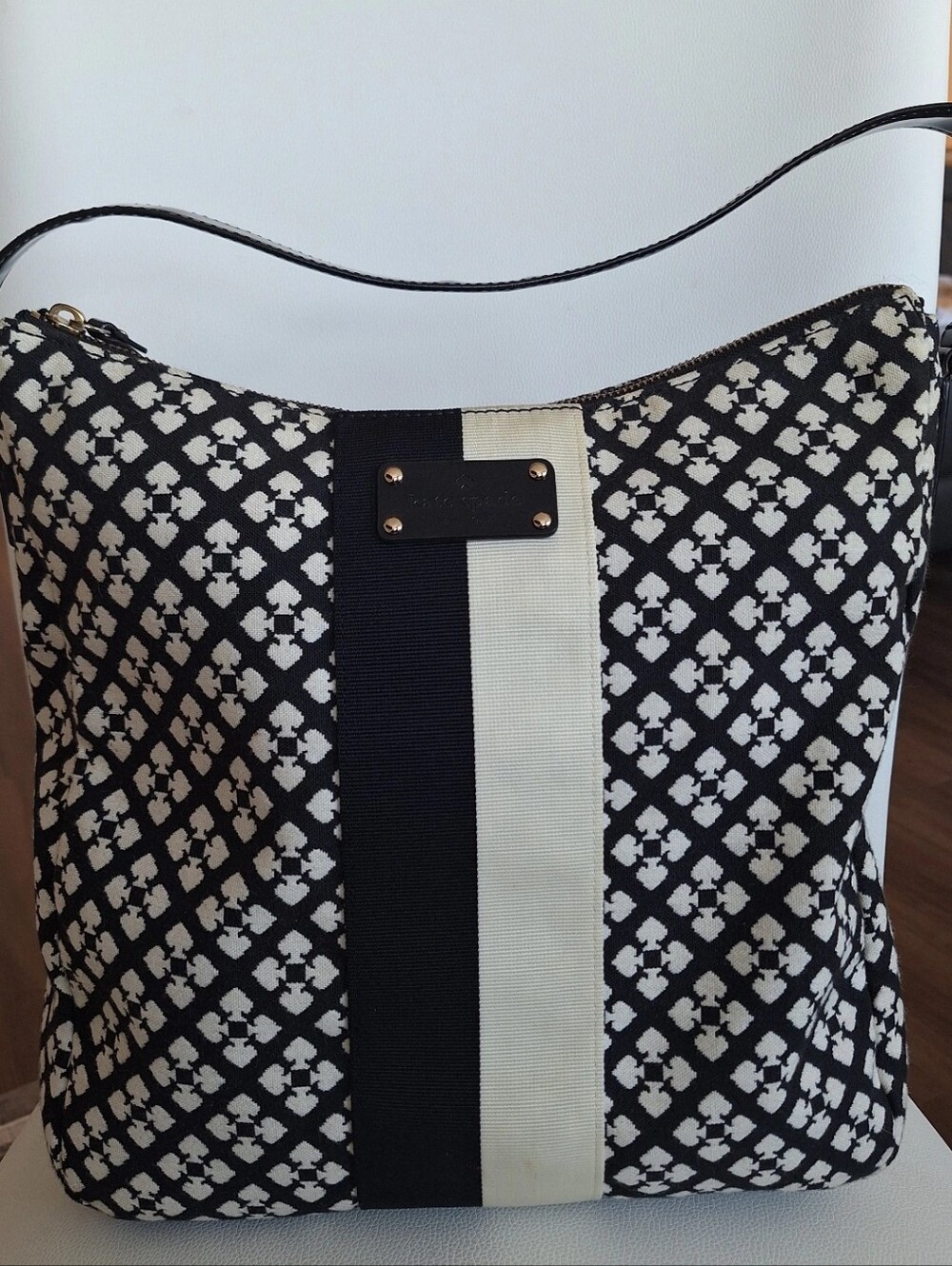 Kate Spade Classic Spade Black & White Shoulder Bag NWOT